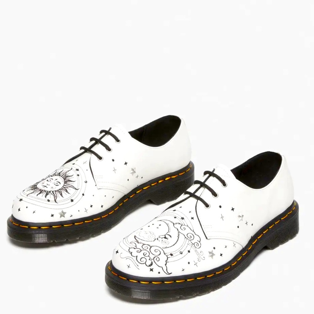 Dr. Martens 1461 Cosmic Embroidered Leather Oxford Shoes White Men's 6/W… RARE
